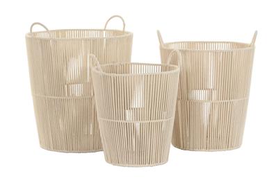 Basket spelset DKD Home Decor Beige Metaal 42 x 42 x 51 cm 3 Onderdelen