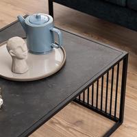 Bendt Salontafel 'Esme' Marmerlook en rookglas, 120 x 60cm, kleur zwart - thumbnail