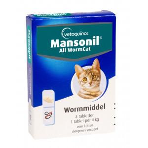 Mansonil All Worm Cat - Ontwormingstabletten voor Katten - 4 stuks Mansonil All Worm Cat - Ontwormingstabletten voor Katten - 4 stuks