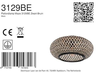 Steinhauer Zwarte bamboe plafondlampMaze Ø 40cm - 3129BE