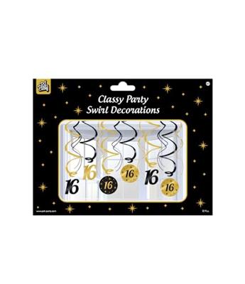 Classy Party Swirls 16 Jaar (12st)
