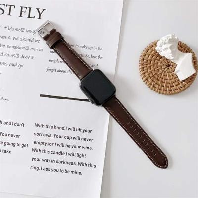 Premium Leather bandje - Donkerbruin - Geschikt voor Apple Watch 44mm / 45mm / 46mm / 49mm
