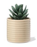 HEMA Bloempot ⌀7x6.6cm keramiek ribbels beige (beige) - thumbnail