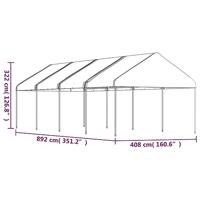 Prieel met dak 8,92x4,08x3,22 m polyetheen wit - thumbnail