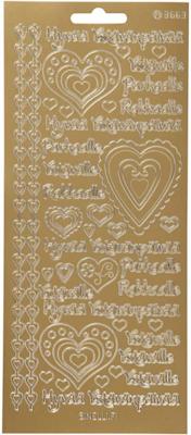 Creativ Company Stickers, hyvaa ystävänpäivää, vel 10x23 cm, goud, 1 vel