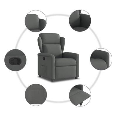 Fauteuil verstelbaar stof donkergrijs