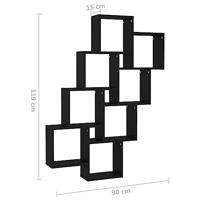 VidaXL Wandschap kubus 90x15x119 cm bewerkt hout zwart - thumbnail