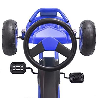Skelter met pedalen en pneumatische banden blauw