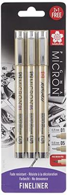 Sakura • pigma micron set zwart 01, 05 & gratis brush pen Sakura • pigma micron set zwart 01, 05 & gratis brush pen