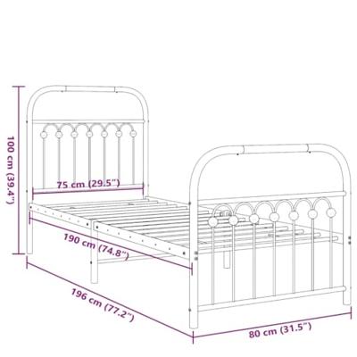 Bedframe met hoofd- en voeteneinde metaal wit 75x190 cm Bedframe met hoofd- en voeteneinde metaal wit 75x190 cm