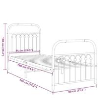 Bedframe met hoofd- en voeteneinde metaal wit 75x190 cm - thumbnail