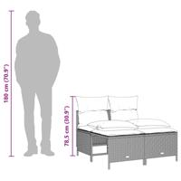 5-delige Loungeset met kussens poly rattan lichtgrijs - thumbnail