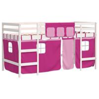 Kinderhoogslaper met gordijnen 80x200 cm grenenhout roze - thumbnail