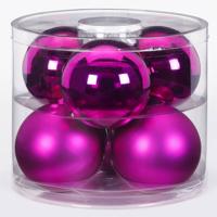 6x Fuchsia Glazen Kerstballen 10 Cm Glans En Mat - Kerstbal - thumbnail