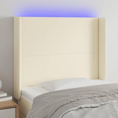 Hoofdbord LED 103x16x118/128 cm kunstleer crèmekleurig