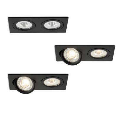 LED-inbouwspot set 3 stuks Sienna dubbel zwart 2700K 10W