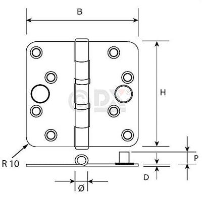 Dulimex Kogellagerscharnier ronde hoeken | SKG2 | 76x76 mm RVS