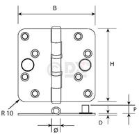 Dulimex Kogellagerscharnier ronde hoeken | SKG2 | 76x76 mm RVS - thumbnail