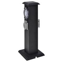 Buitenstopcontact op zuil met tijdschakelaar (zwart) - thumbnail