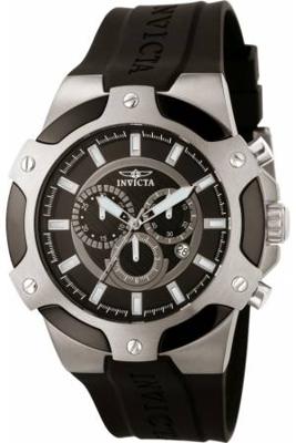 Horlogeband Invicta 7342.01 Leder/Kunststof Zwart Horlogeband Invicta 7342.01 Leder/Kunststof Zwart