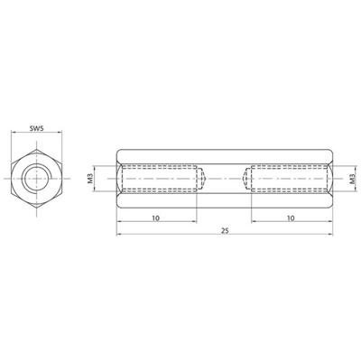 econ connect D3X25I5MH Afstandsbouten M3 M3 Messing (vernikkeld) 1 stuk(s)