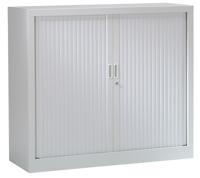 Roldeurkast, hoogte 136 cm, lichtgrijs - thumbnail