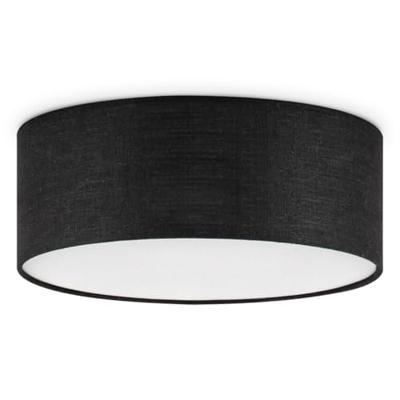 Moderne Plafondlamp - Cilinder - Stoffen Lampenkap - Zwart - Minimalistische stijl - ø32 x 12 cm - E27 fitting - Voor slaapkamers en woonkamers