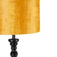QAZQA Vloerlamp zwart met stoffen kap goud 40 cm - Classico - thumbnail