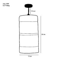 Mica Decorations Jinx Hanglamp - H30 x Ø15 cm - Jute - Zwart - thumbnail