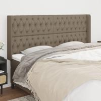 Hoofdbord met randen 203x16x118/128 cm stof taupe - thumbnail