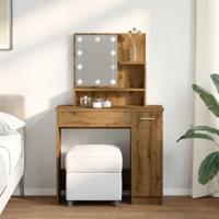 Kaptafel met LED-verlichting 86,5x35x136 cm artisanaal eiken - thumbnail