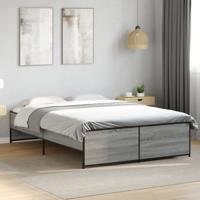 Bedframe bewerkt hout metaal grijs sonoma eiken 120x200 cm - thumbnail