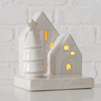 Boltze Home Deco huisje cristo steen met led h10cm - thumbnail