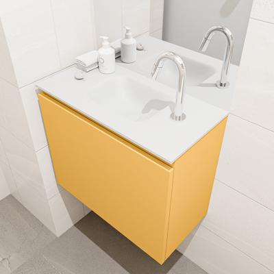 MONDIAZ OLAN 60cm toiletmeubel ocher. LEX wastafel talc midden 1 kraangat