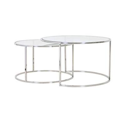 Light & Living Salontafel 'Duarte' Set van 2 stuks, nikkel+glas