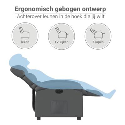 Fauteuil verstelbaar elektrisch kunstleer grijs