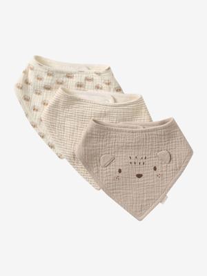 Set met 3 slabbetjes van katoengaas cappuccino Set met 3 slabbetjes van katoengaas cappuccino