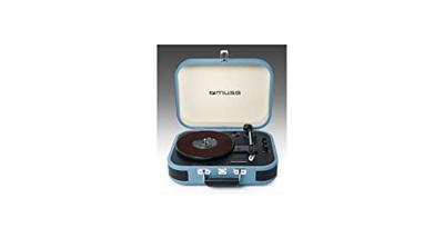 Muse MT-201 BTB Retro platenspeler met Bluetooth, ingebouwde stereoluidsprekers en USB (RCA-uitgang, AUX-ingang, hoofdtelefoonaansluiting), blauw