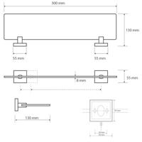 Glazen Planchet Sapho X-Square 30x5.5 cm Chroom - thumbnail