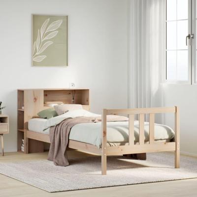 Bed met boekenkast zonder matras massief grenenhout 90x190 cm