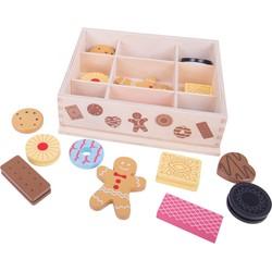 Bigjigs houten kistje met koekjes Bigjigs houten kistje met koekjes
