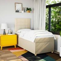 Boxspring met matras stof crèmekleurig 90x200 cm - thumbnail