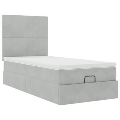 Ottoman bed met matrassen 80x200cm fluweel lichtgrijs