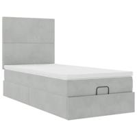 Ottoman bed met matrassen 80x200cm fluweel lichtgrijs - thumbnail