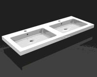 Wiesbaden Kera wastafel dubbel met 2 kraangaten 120x46x5 cm keramiek glans wit - thumbnail