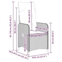7-delige Bistroset met kussens poly rattan zwart - thumbnail