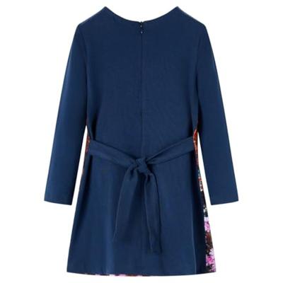 Kinderjurk met lange mouwen hertenprint 92 marineblauw