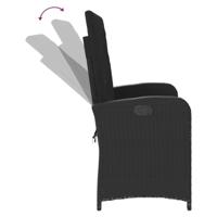 Tuinbankje verstelbaar met kussens poly rattan zwart - thumbnail