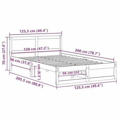 Bedframe Wasbruin 120 x 200 cm Massief grenenhout