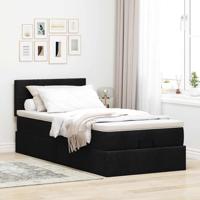 Ottoman bed met matras 90x190cm stof zwart - thumbnail